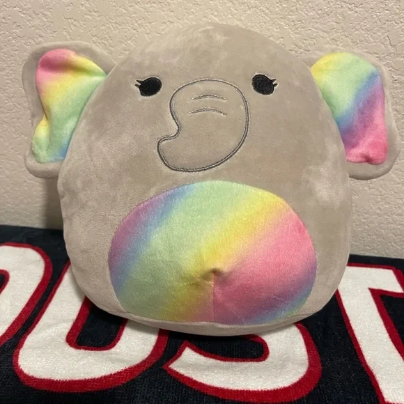8” Mila Squishmallow Elephant with Rainbow Ears and Belly. - Picture 5 of 13